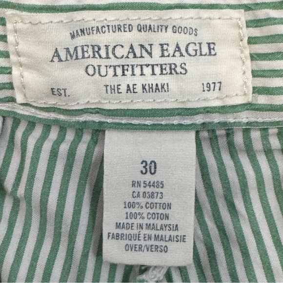 American Eagle Green Stripe Cotton Shorts Size 30 - Picture 4 of 5